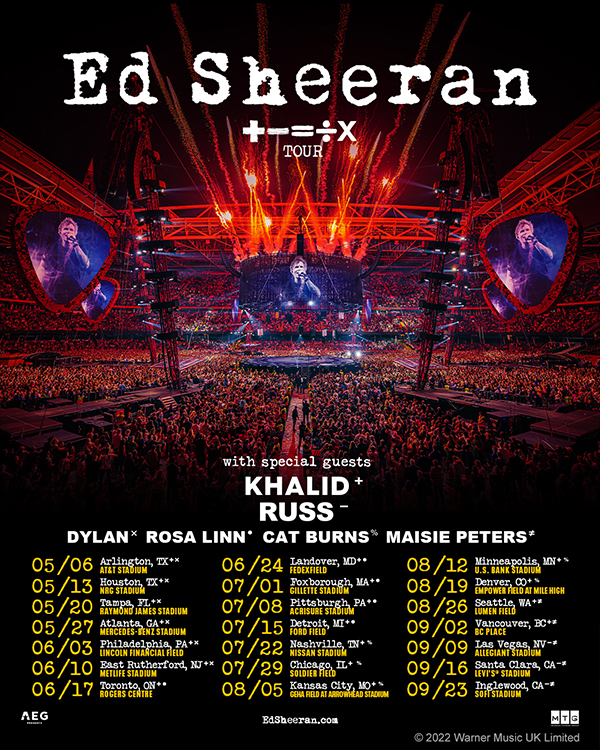 Ed Sheeran Mathematics Tour 2023 600 ARA Professional Travel & Support Inc.
